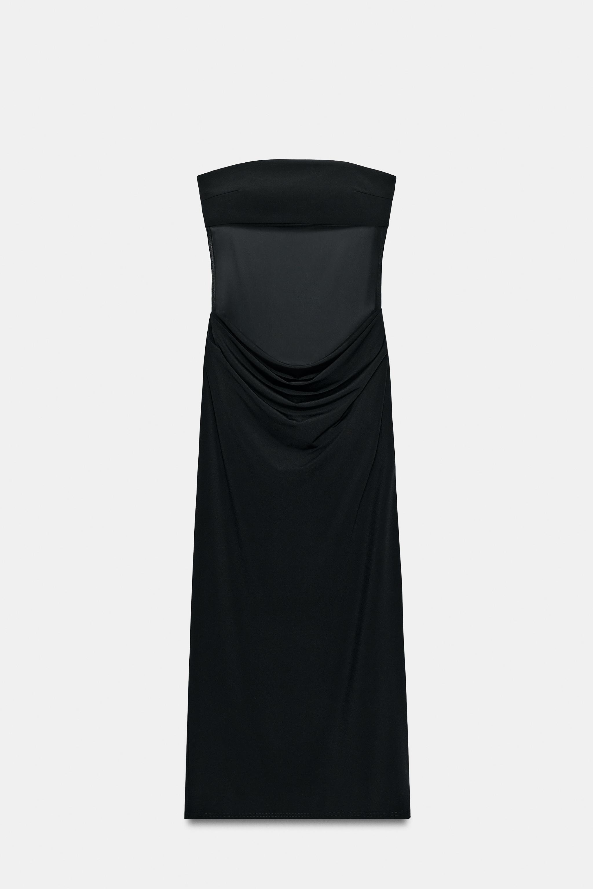 COMBINATION DRAPED MIDI DRESS